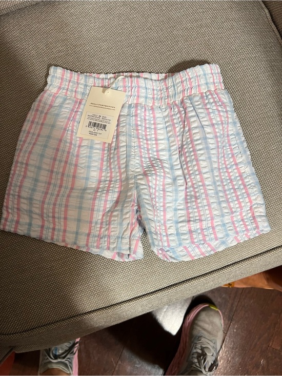The Beaufort Bonnet Company Other - The Beaufort Bonnet Company Pink & Light Blue Plaid Seersucker Kids Shorts
